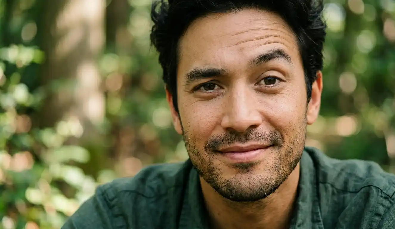 Close-up portrait showing natural, well-maintained male eyebrows.